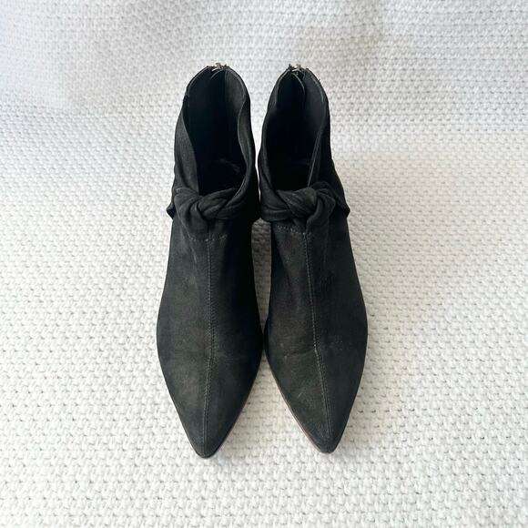 LD Tuttle The Marble Twist Knot Black Leather Pointed Ankle Boot Booties 37 - Picture 6 of 12